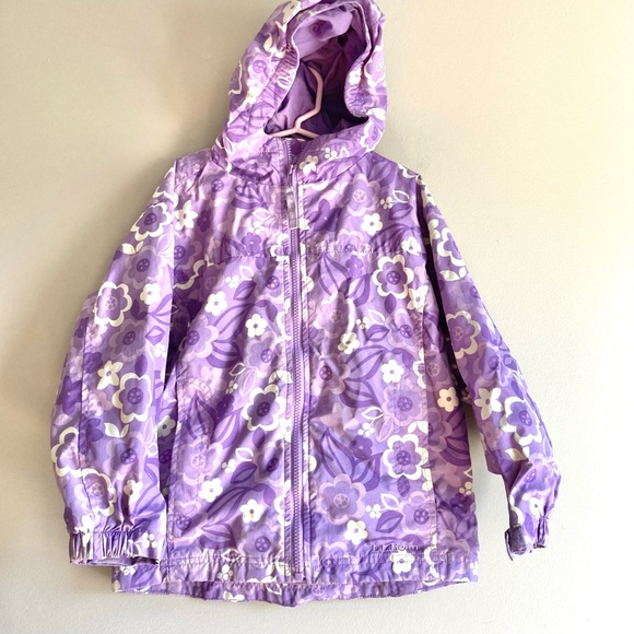 L.L. Bean Other - LLBean girls nylon purple full zip jacket medium 5-6 floral windbreaker rain